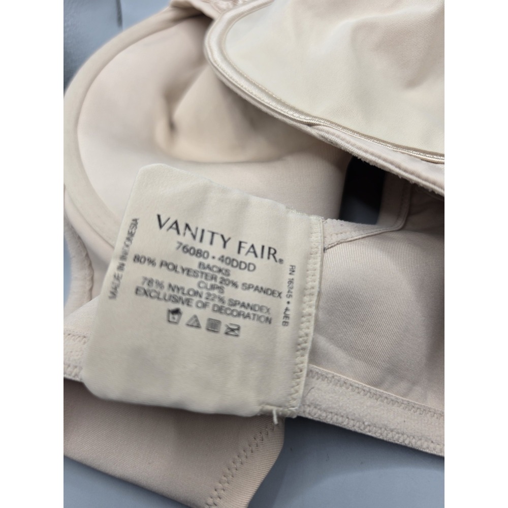 Vanity Fair 76080 Bra 40DDD Nude Beige Full Coverage Back Smoothing Underwire - Picture 3 of 9